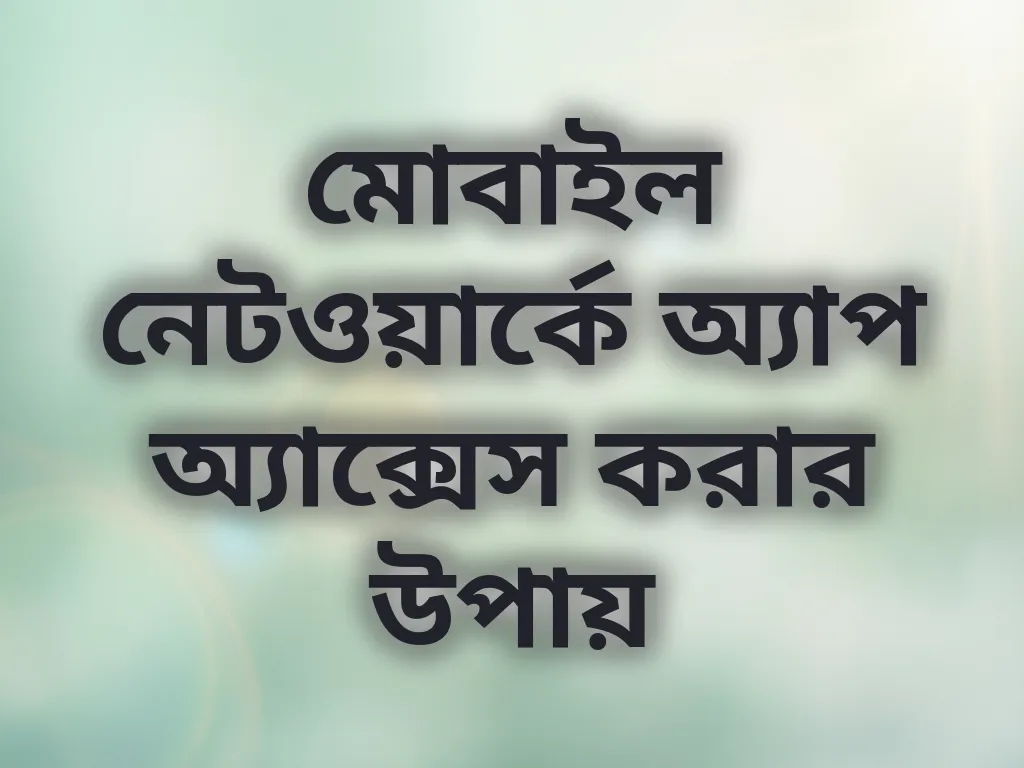 মোবাইল নেটওয়ার্কে অ্যাপ অ্যাক্সেস করার উপায়